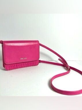 Prada Crossbody Saffro Leather Fuschia Pink